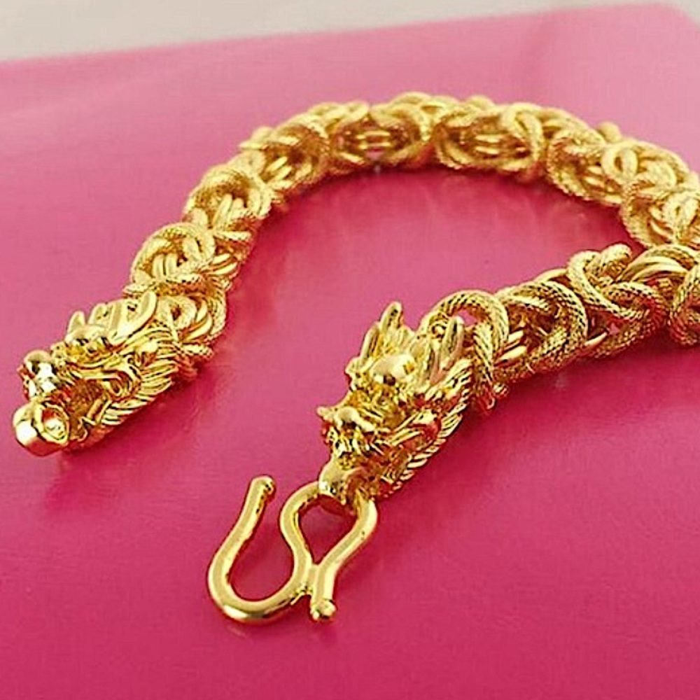 Dragon Hold Plated Byzantine Unisex Bracelet - Picture 7 of 14